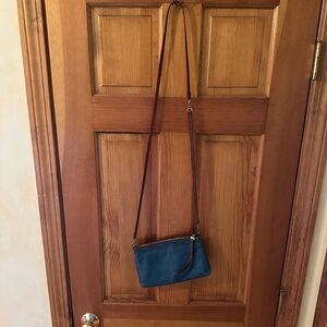Elegant Blue HOBO brand leather Crossbody Bag